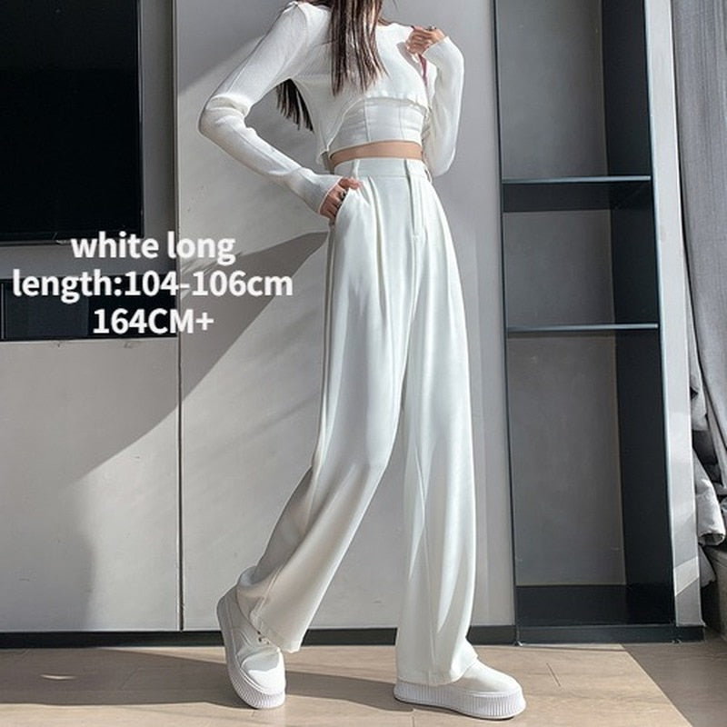Peris Gems white long / XS Casual High Waist Wide Leg Long Pants for Women | Loose Pants Casual High Waist Wide Leg Long Pants for Women | Loose Pant SHEIN Amazon Temu