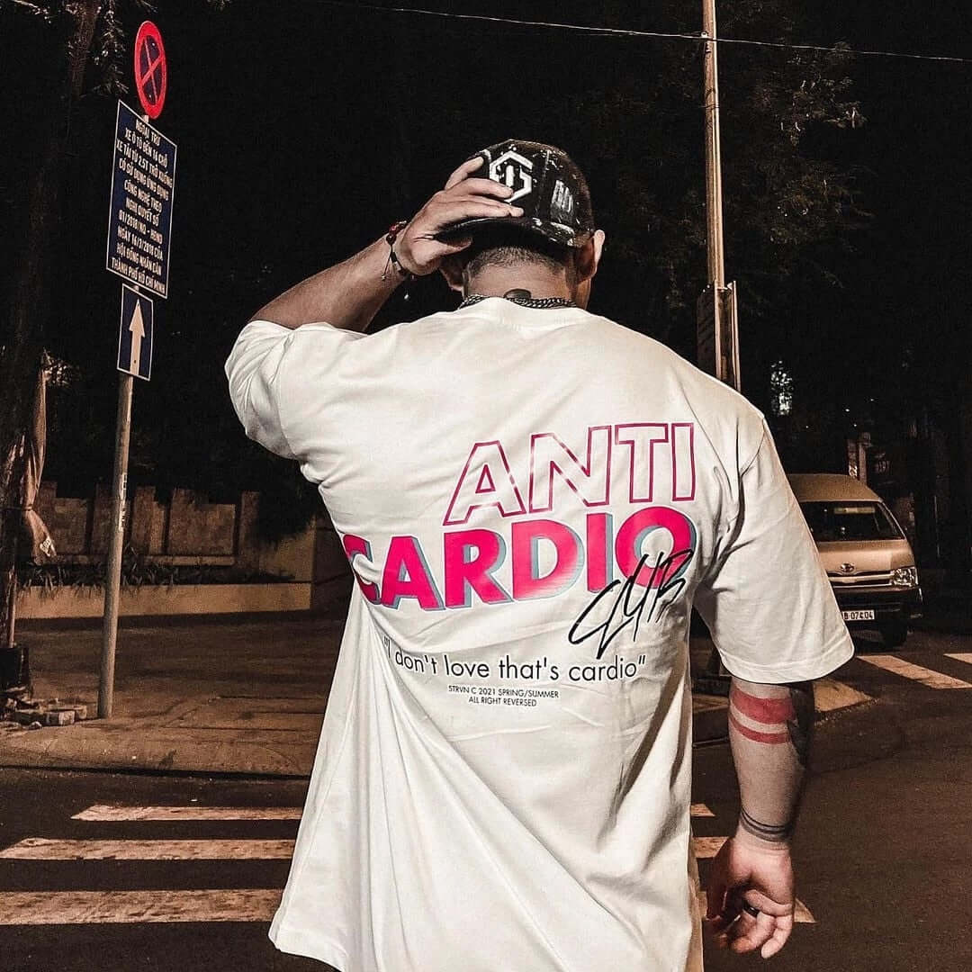 Peris Gems white / M Anti-Cardio Oversized Cotton Tee for Men | Gym Bro Bulking Shirt Anti-Cardio Oversized Cotton Tee | Gym Bro Bulking Shirt SHEIN Amazon Temu