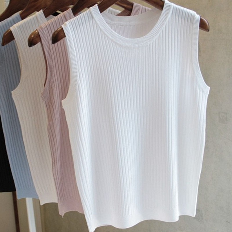 Peris Gems White / One Size Casual Knitted Thin Sleeveless T-Shirt for Women SHEIN Amazon Temu
