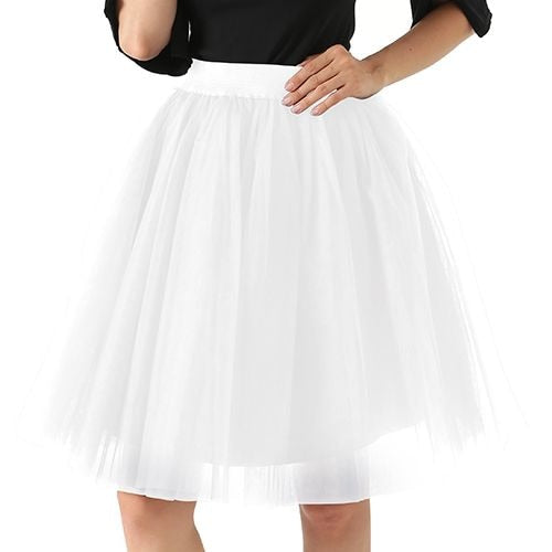 Peris Gems white / One Size Pleated 5-Layer Tulle Skirt for Women | Fairy Midi Skirts SHEIN Amazon Temu