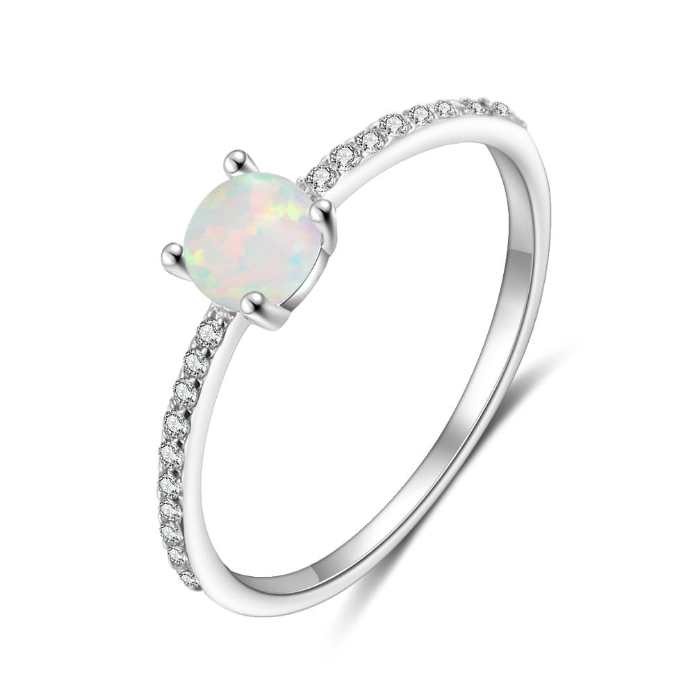 Peris Gems White Opal Ring / 6 Stackable 2pc Opal Diamond Ring for Women | Bridal Sterling Silver Ring Stackable 2pc Opal Diamond Ring for Women | Silver Ring SHEIN Amazon Temu