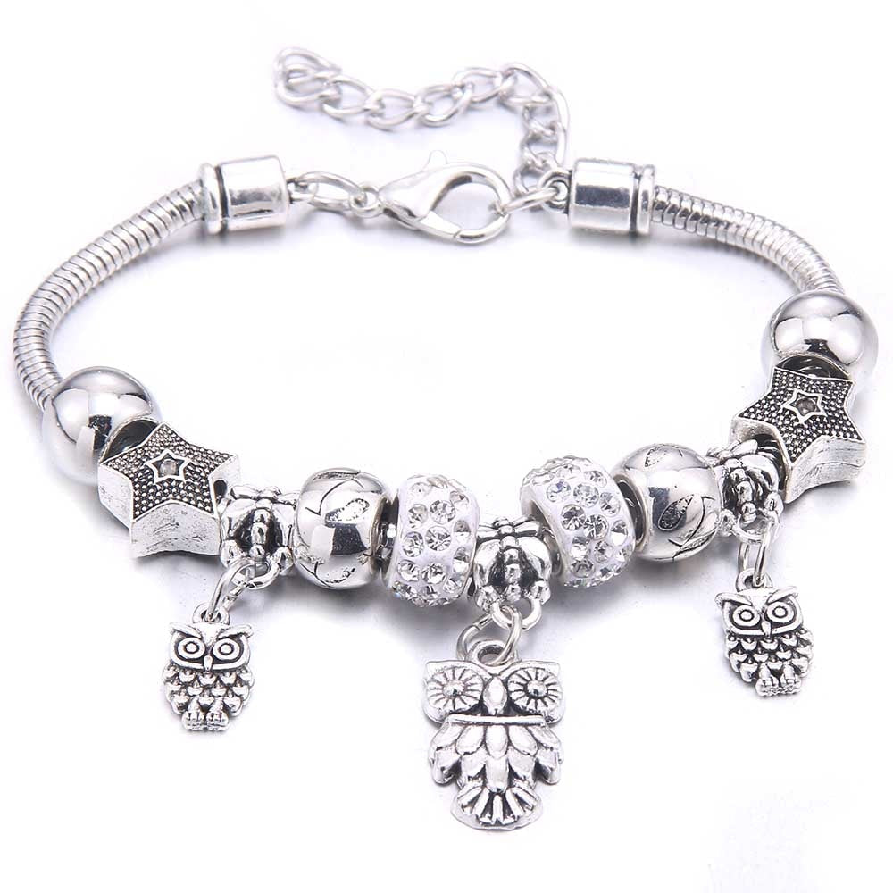 Peris Gems White Owl Dragonfly & Owl Pendants Crystal Charm Bracelets | Beads Bracelet for Women SHEIN Amazon Temu