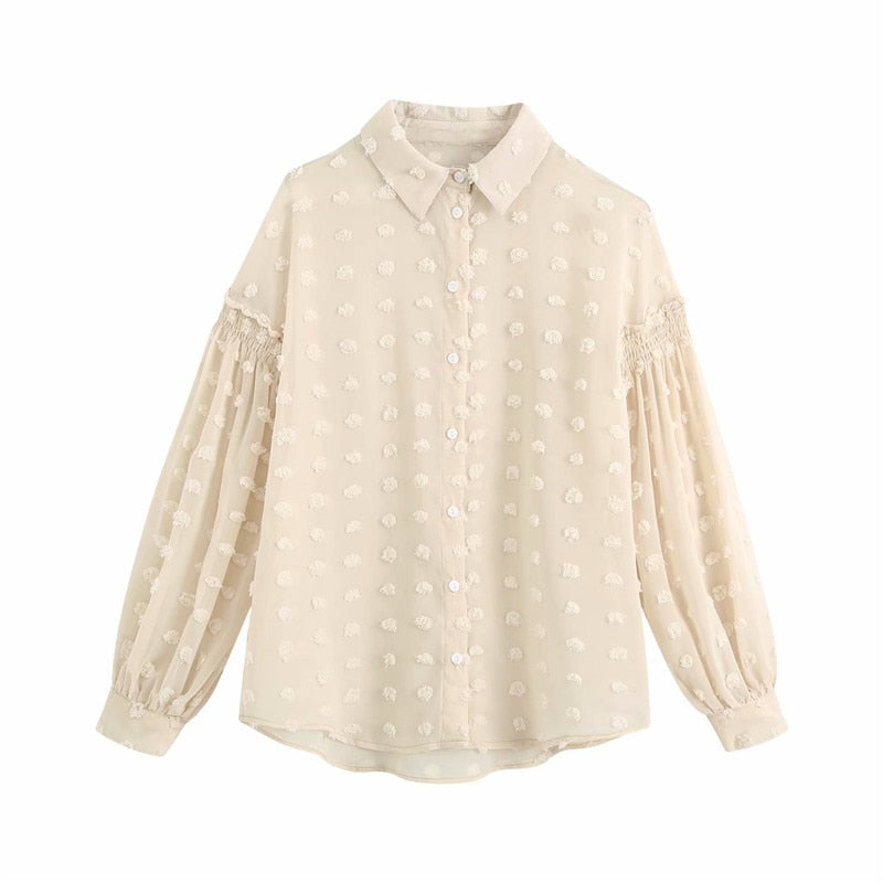 Peris Gems White Polka Dot Long Sleeve Shirt for Women | Button Up Blouse White Polka Dot Long Sleeve Shirt for Women Button Up Blouse SHEIN Amazon Temu