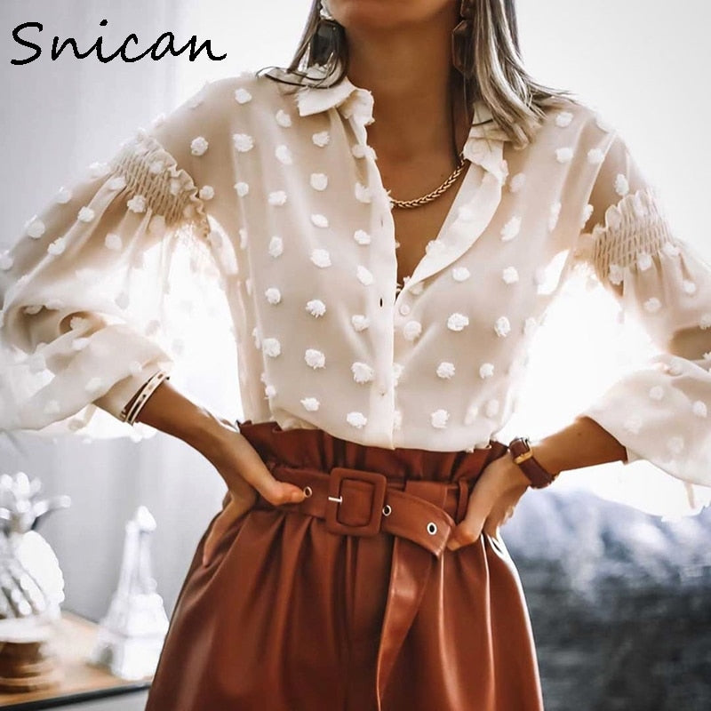 Peris Gems White Polka Dot Long Sleeve Shirt for Women | Button Up Blouse White Polka Dot Long Sleeve Shirt for Women Button Up Blouse SHEIN Amazon Temu