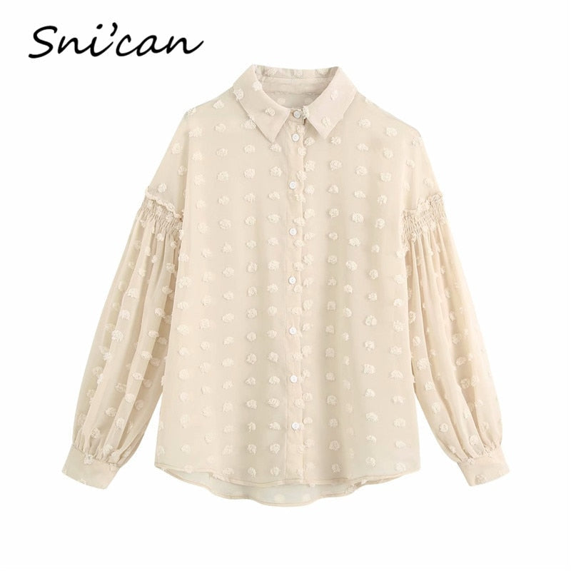Peris Gems White Polka Dot Long Sleeve Shirt for Women | Button Up Blouse White Polka Dot Long Sleeve Shirt for Women Button Up Blouse SHEIN Amazon Temu
