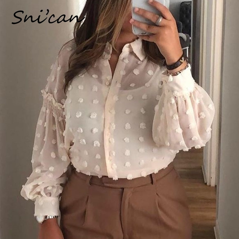 Peris Gems White Polka Dot Long Sleeve Shirt for Women | Button Up Blouse White Polka Dot Long Sleeve Shirt for Women Button Up Blouse SHEIN Amazon Temu