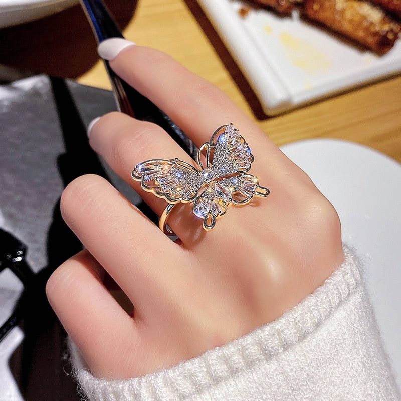 Peris Gems White / Resizable Luxurious Diamond Butterfly Ring Collection for Women SHEIN Amazon Temu