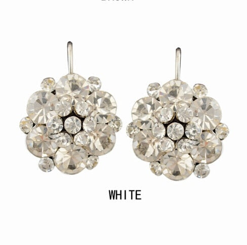 Peris Gems White Rhinestone Flower Clip On Earrings for Women | Silver Diamond Earrings Rhinestone Flower Clip On Earrings for Women Silver Earrings SHEIN Amazon Temu