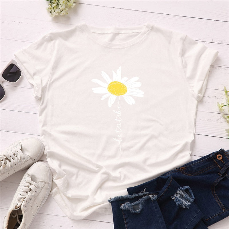 Peris Gems White / S Daisy Graphic Print Cotton Shirts for Women | Oversized Shirts Daisy Graphic Print Cotton Shirts for Women |Oversized Shirt SHEIN Amazon Temu