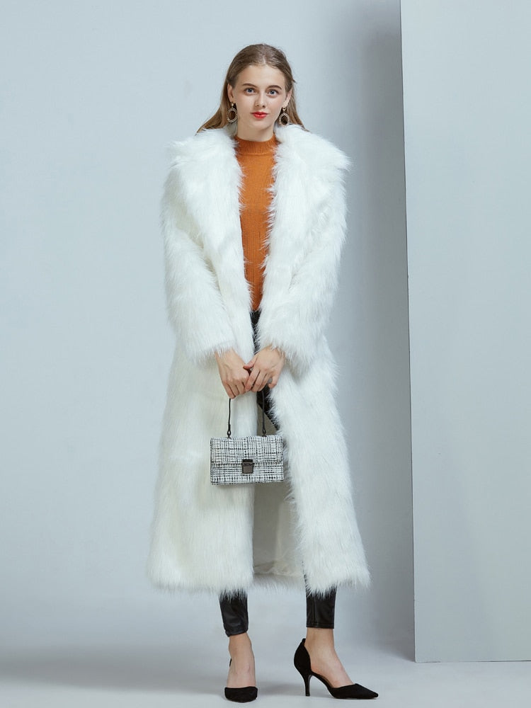 Peris Gems White / S Long Luxurious Fluffy Fur Coat Jackets for Women SHEIN Amazon Temu
