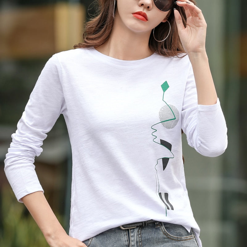 Peris Gems White / S Long Sleeve Cotton Top for Women | Soft Shirts SHEIN Amazon Temu