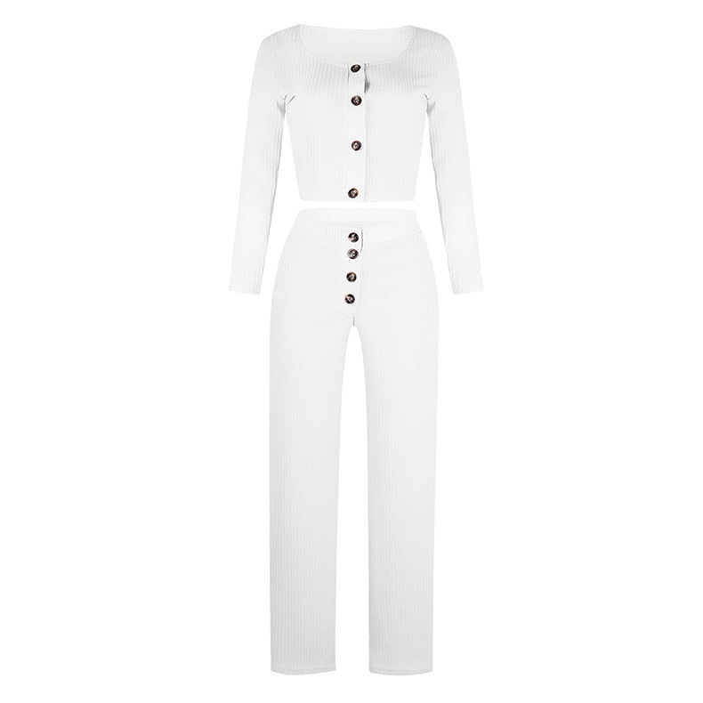 Peris Gems White / S Ribbed 2pc Crop Top and Pants Set for Women | Casual Outfits SHEIN Amazon Temu