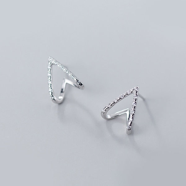 Peris Gems White Sterling Silver V-Shape Stud Earring for Women | Silver Rose Gold Diamond Clip Earrings for Women SHEIN Amazon Temu