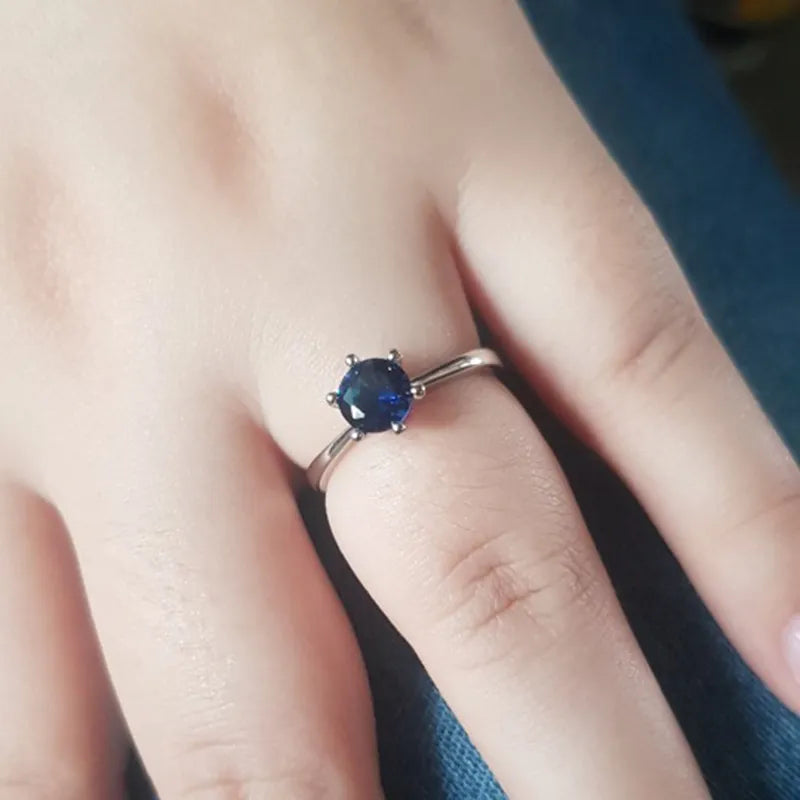 Peris Gems WhiteGold Blue / 5.5 Rose Gold Six-Pronged Diamond Ring for Women SHEIN Amazon Temu