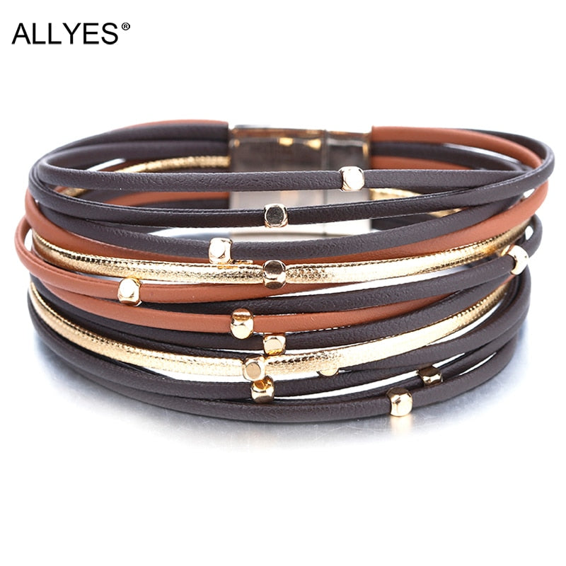 Peris Gems Wide Multilayered Leather Bracelets for Women SHEIN Amazon Temu