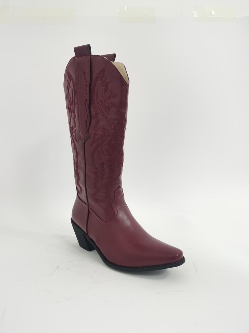 Peris Gems Wine Red / 5 PU Leather Cowboy Boots for Women | Knee High Leather Boots SHEIN Amazon Temu