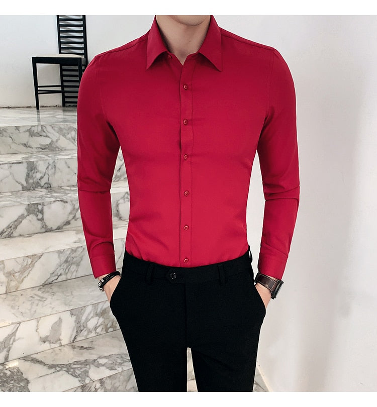 Peris Gems Wine Red / Asian M Formal Business Button Up Shirt for Men | Fit Dress Shirt SHEIN Amazon Temu
