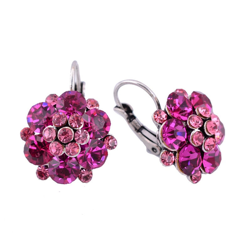 Peris Gems Wine red Rhinestone Flower Clip On Earrings for Women | Silver Diamond Earrings Rhinestone Flower Clip On Earrings for Women Silver Earrings SHEIN Amazon Temu