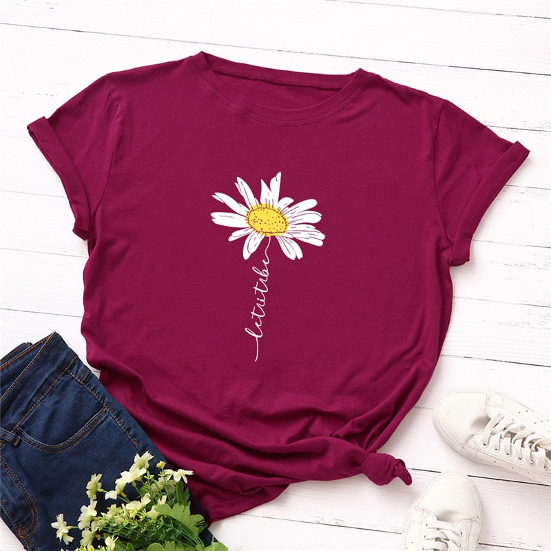 Peris Gems Wine Red / S Daisy Graphic Print Cotton Shirts for Women | Oversized Shirts Daisy Graphic Print Cotton Shirts for Women |Oversized Shirt SHEIN Amazon Temu