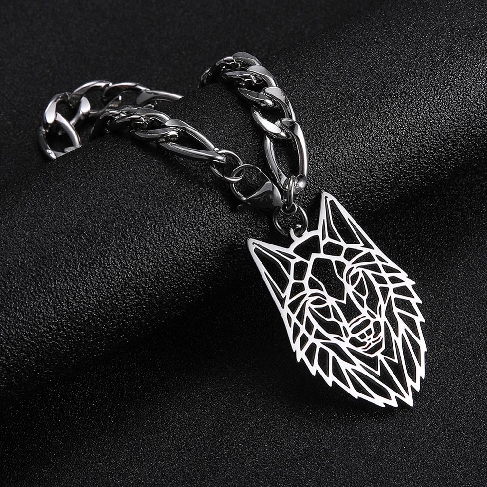 Peris Gems Wolf Bracelet / 20cm Silver Cuban Figaro Chain Wolf Pendant Bracelets Unisex SHEIN Amazon Temu