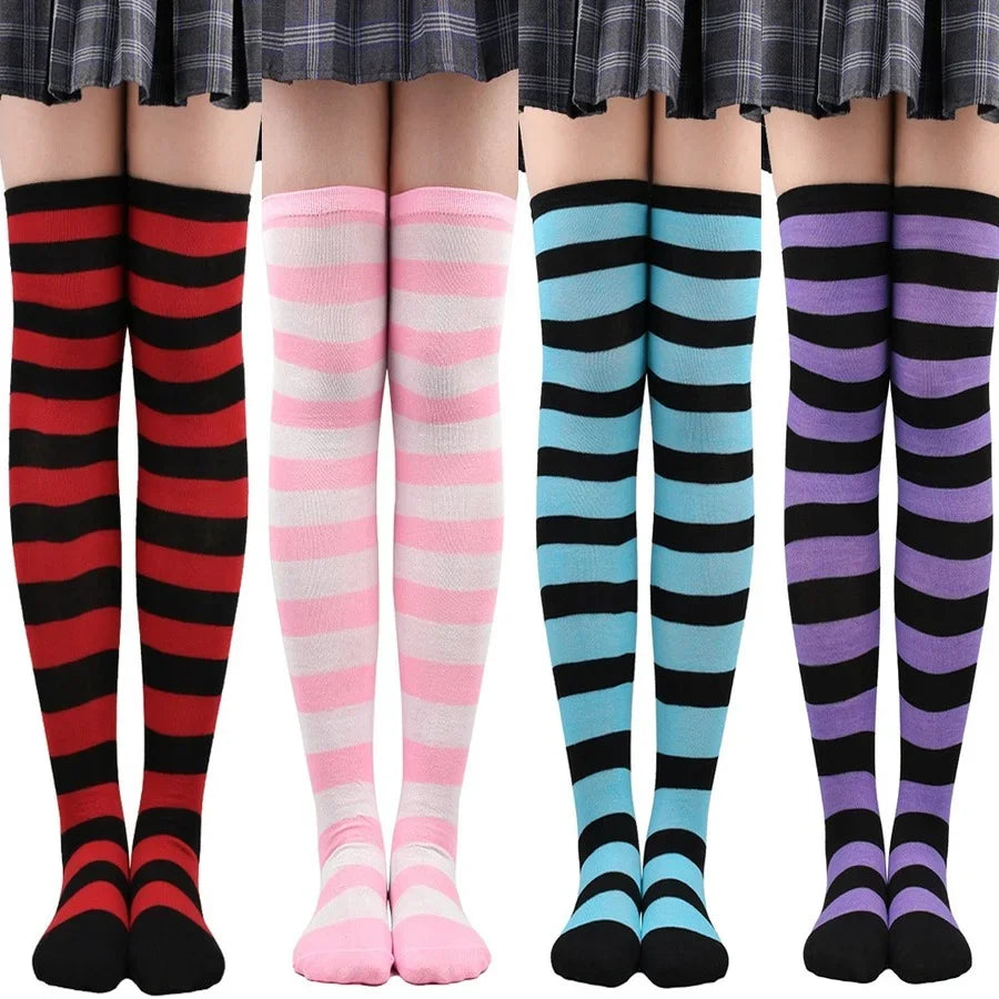 Peris Gems Womens Striped Thigh High Stockings Ladies Girls Black White pink Long Over Above Knee Socks Cosplay Lolita Harajuku Y2k 2025 Womens Striped Thigh High Stockings Ladies Girls Black White pink Long Over Above Knee Socks Cosplay Lolita Harajuku Y2k 2025 SHEIN Amazon Temu