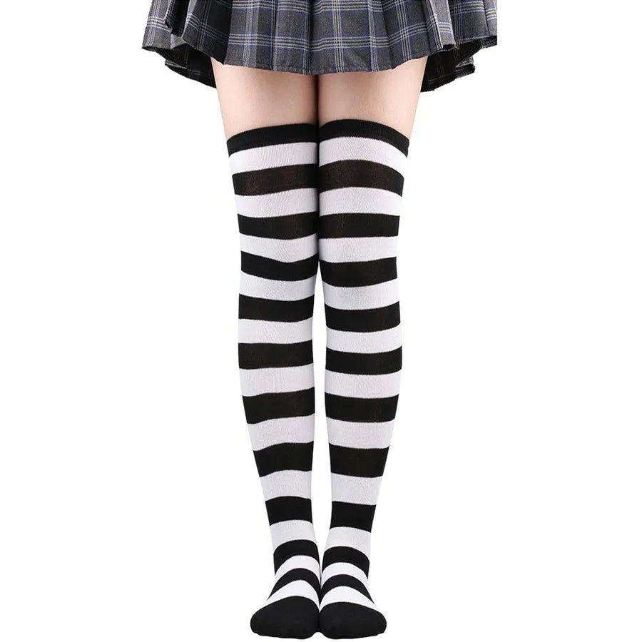 Peris Gems Womens Striped Thigh High Stockings Ladies Girls Black White pink Long Over Above Knee Socks Cosplay Lolita Harajuku Y2k 2025 Womens Striped Thigh High Stockings Ladies Girls Black White pink Long Over Above Knee Socks Cosplay Lolita Harajuku Y2k 2025 SHEIN Amazon Temu