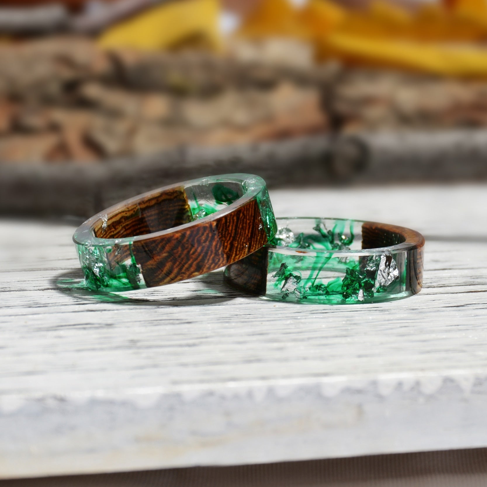 Peris Gems Wood Resin Dried Flower Rings for Women | Epoxy Rings Collection SHEIN Amazon Temu