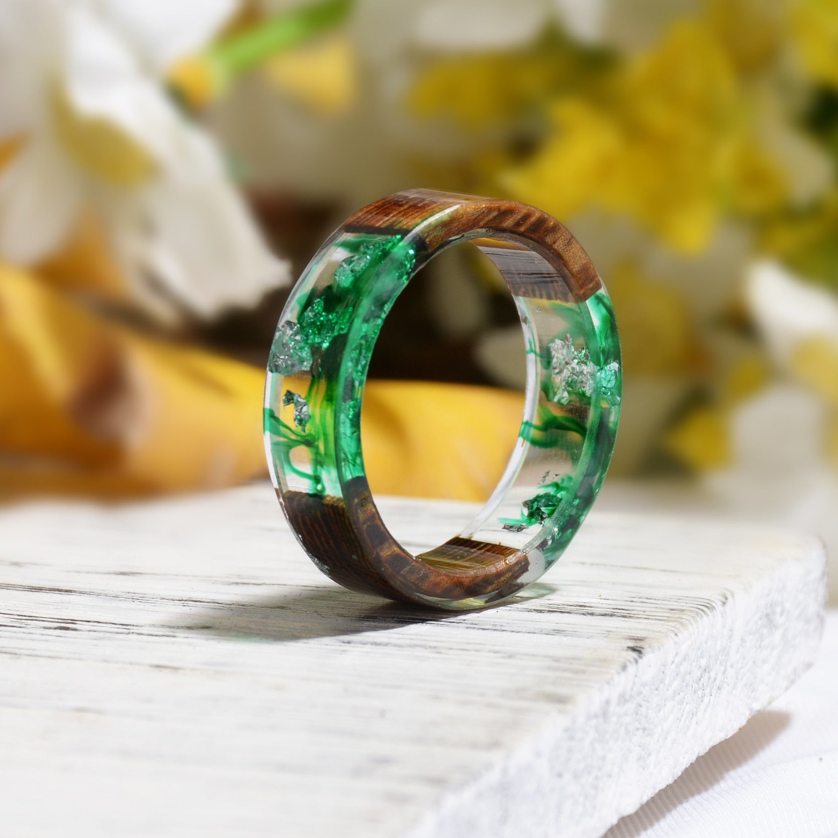 Peris Gems Wood Resin Dried Flower Rings for Women | Epoxy Rings Collection SHEIN Amazon Temu