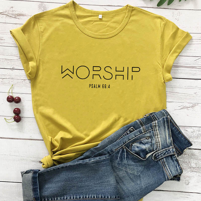 Peris Gems Worship Psalm Verse 66:4 T-Shirt for Women | Cotton Faith Shirts Worship Psalm Verse 66:4 T-Shirt for Women | Faith Shirts SHEIN Amazon Temu