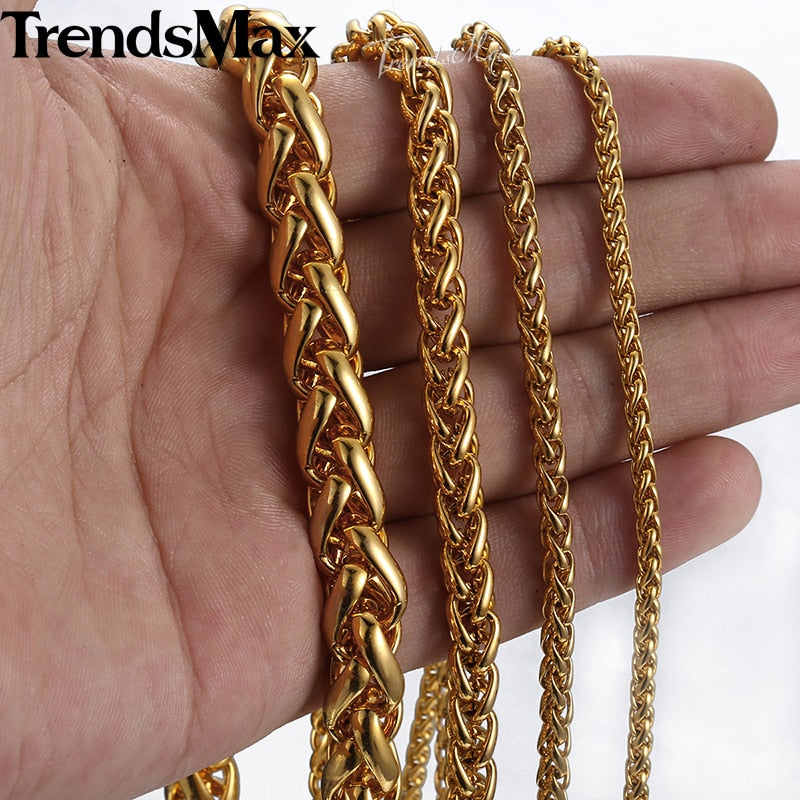 Peris Gems Woven 14K Gold Plated Wheat Twist Chain Necklace Unisex SHEIN Amazon Temu
