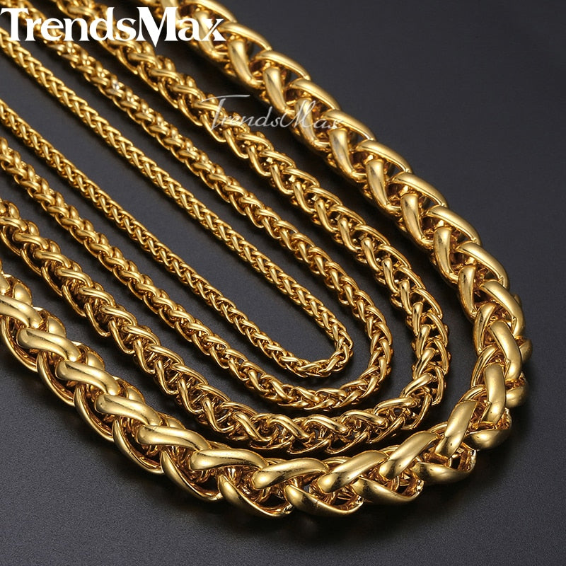 Peris Gems Woven 14K Gold Plated Wheat Twist Chain Necklace Unisex SHEIN Amazon Temu