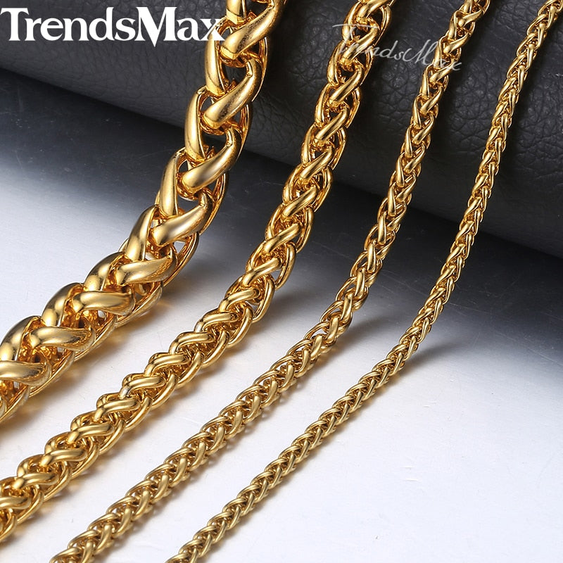 Peris Gems Woven 14K Gold Plated Wheat Twist Chain Necklace Unisex SHEIN Amazon Temu