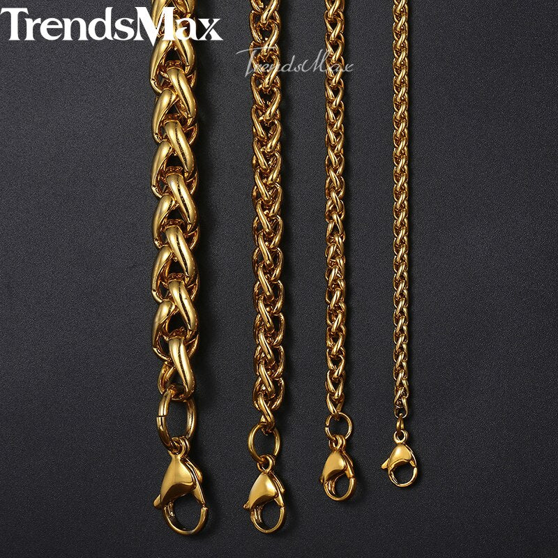 Peris Gems Woven 14K Gold Plated Wheat Twist Chain Necklace Unisex SHEIN Amazon Temu