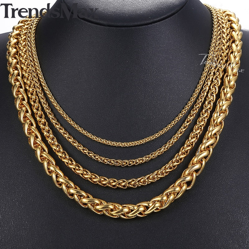 Peris Gems Woven 14K Gold Plated Wheat Twist Chain Necklace Unisex SHEIN Amazon Temu