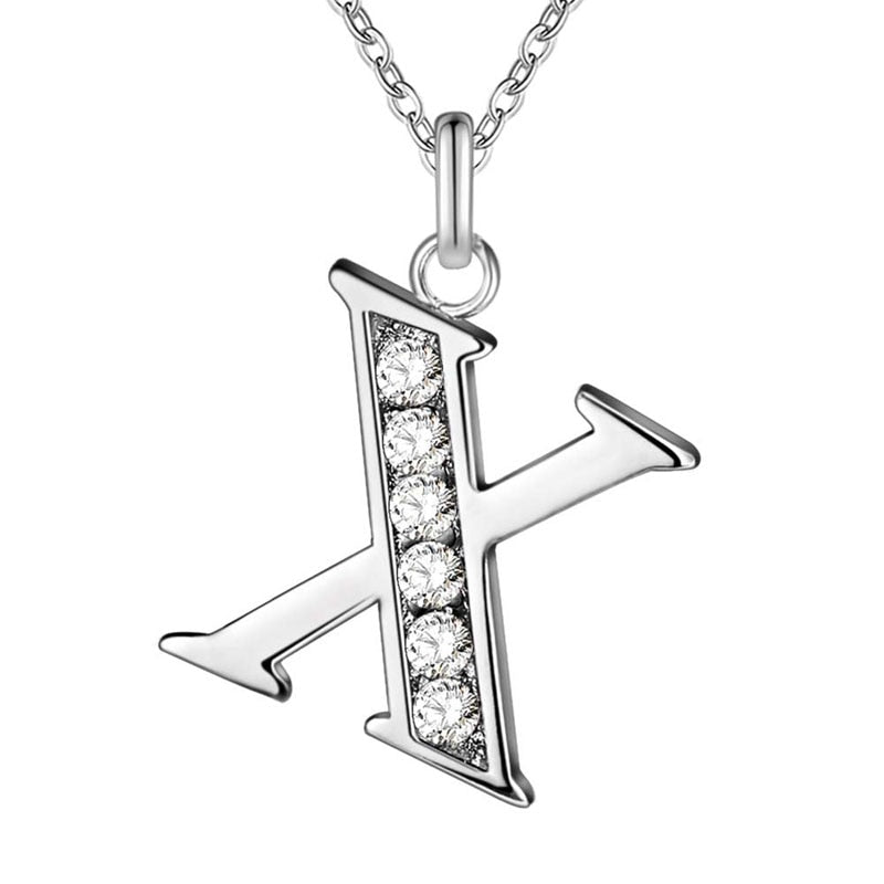 Peris Gems X Initial Letter Silver Diamond Necklaces | Elegant Unisex Initial Necklace SHEIN Amazon Temu
