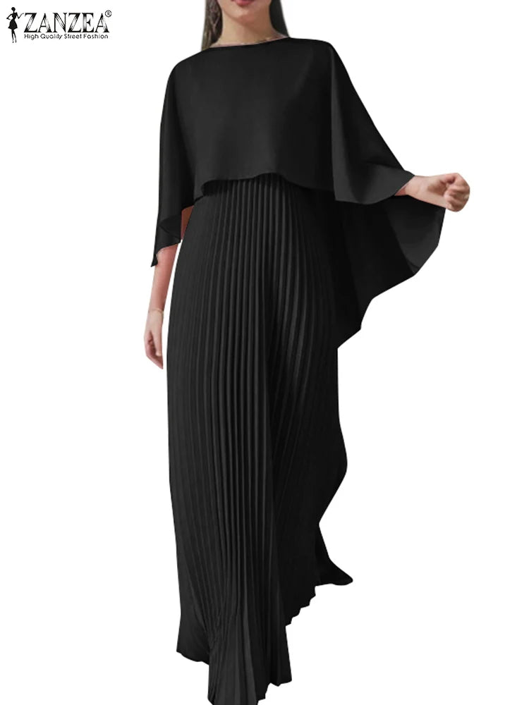 Peris Gems XL / black Women Solid Party Work Dress Sets ZANZEA Spring Fashion Poncho Blouse Pleated Sundress 2pcs Outfits Elegant Matching Sets 2025 Women Solid Party Work Dress Sets ZANZEA Spring Fashion Poncho Blouse Pleated Sundress 2pcs Outfits Elegant Matching Sets 2025 SHEIN Amazon Temu