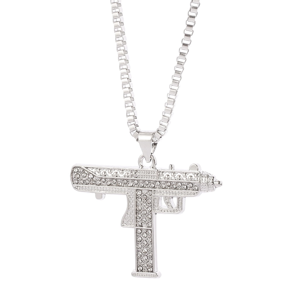 Peris Gems XL0539 Gold Uzi Necklaces Unisex | Goth Hip-Hop Gun Jewelry SHEIN Amazon Temu