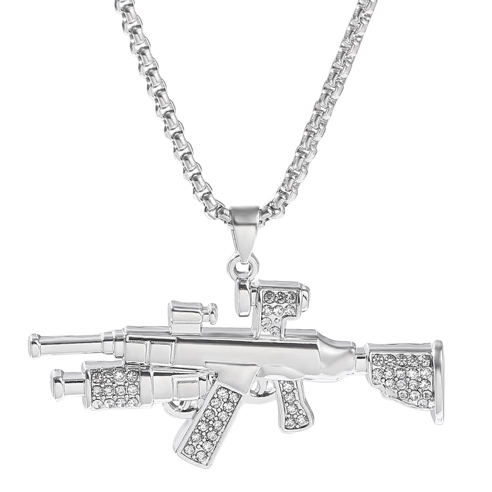 Peris Gems XL2744 Gold Uzi Necklaces Unisex | Goth Hip-Hop Gun Jewelry SHEIN Amazon Temu
