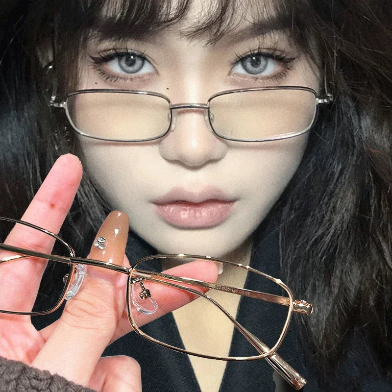 Peris Gems Y2K Harajuku Small Square Frame Glasses Women Retro Metal Eyeglasses Clear Reading Spectacle Blue Light Blocking Eyewear Y2K Harajuku Small Square Frame Glasses Women Retro Metal Eyeglasses Clear Reading Spectacle Blue Light Blocking Eyewear SHEIN Amazon Temu