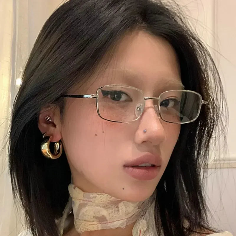 Peris Gems Y2K Harajuku Small Square Frame Glasses Women Retro Metal Eyeglasses Clear Reading Spectacle Blue Light Blocking Eyewear Y2K Harajuku Small Square Frame Glasses Women Retro Metal Eyeglasses Clear Reading Spectacle Blue Light Blocking Eyewear SHEIN Amazon Temu