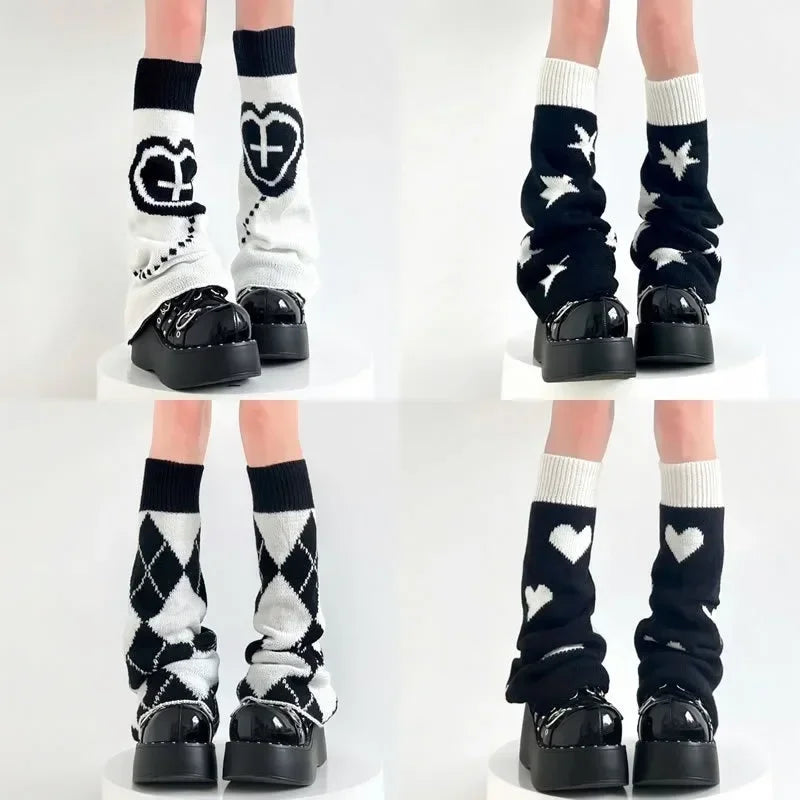 Peris Gems Y2K Punk Knitted Leg Warmers Star Gothic Cross Harajuku Women Heart Two Side Wear Loose Fit Leg Covers Sock JK Thigh High Lolita Y2K Punk Knitted Leg Warmers Star Gothic Cross Harajuku Women Heart Two Side Wear Loose Fit Leg Covers Sock JK Thigh High Lolita SHEIN Amazon Temu
