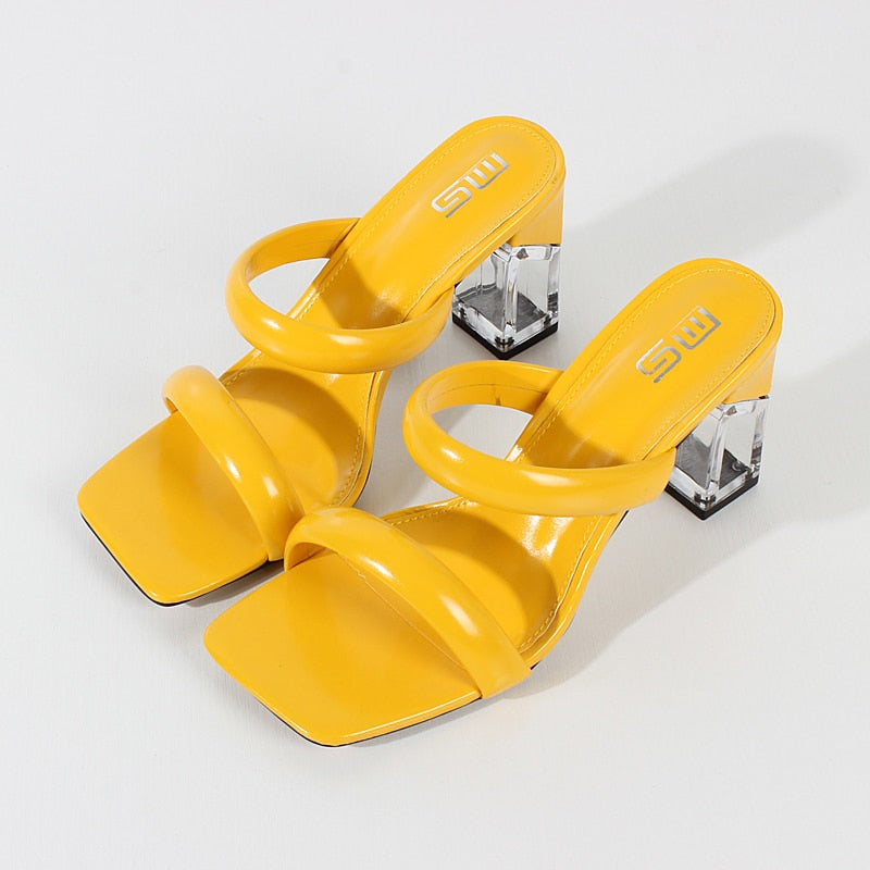Peris Gems YELLOW / 36 Latex Tape High Crystal Heel 8.5CM/3.3in Sandal Slippers for Women Latex Tape High Crystal Heel 8.5CM/3.3in Sandal Slippers SHEIN Amazon Temu