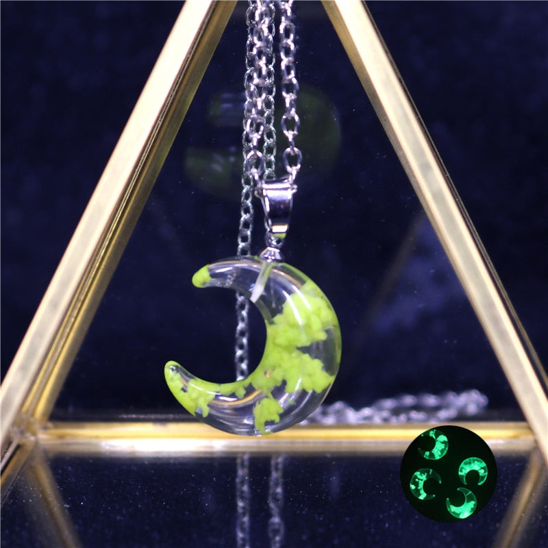 Peris Gems Yellow Crescent Moon Transparent Resin Round Ball Pendant Necklace - Blue Sky White Cloud Chain Necklace SHEIN Amazon Temu