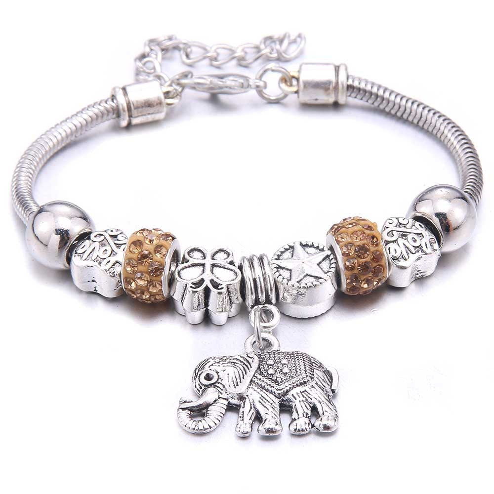 Peris Gems Yellow Elephant Dragonfly & Owl Pendants Crystal Charm Bracelets | Beads Bracelet for Women Dragonfly & Owl Pendants Crystal Charm Bracelets SHEIN Amazon Temu