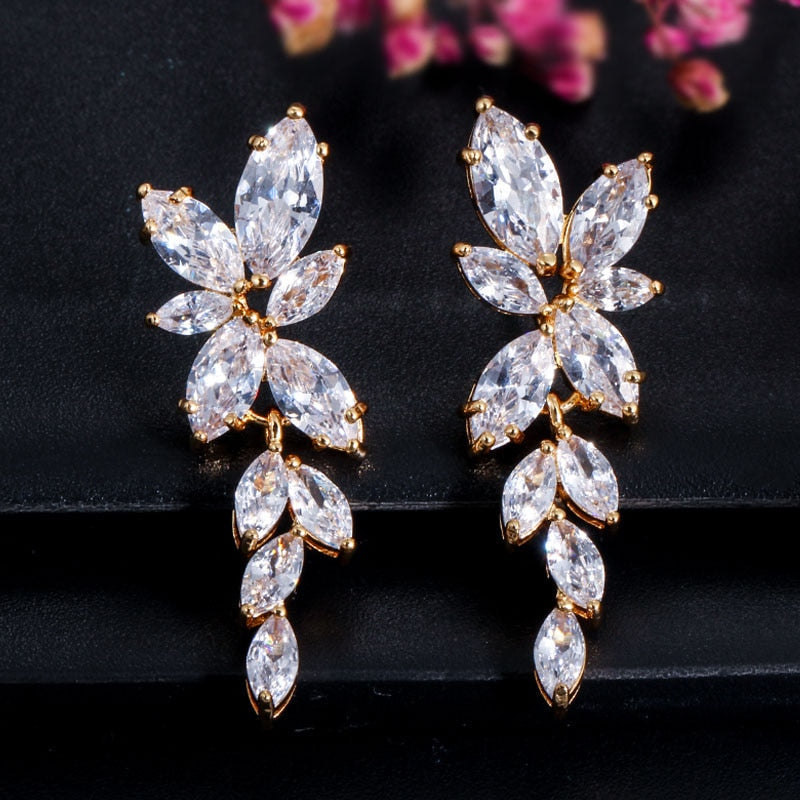 Peris Gems yellow gold Marquise Cut Diamond Flower Cluster Tassel Earrings for Women Marquise Cut Diamond Flower Cluster Tassel Earring for Women SHEIN Amazon Temu