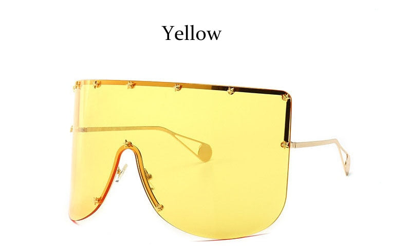 Peris Gems Yellow Oversized Shield Sunglasses Unisex | Large Blocky Rimless Sunglasses Oversized Shield Sunglasses Unisex | Large Blocky Sunglasses SHEIN Amazon Temu