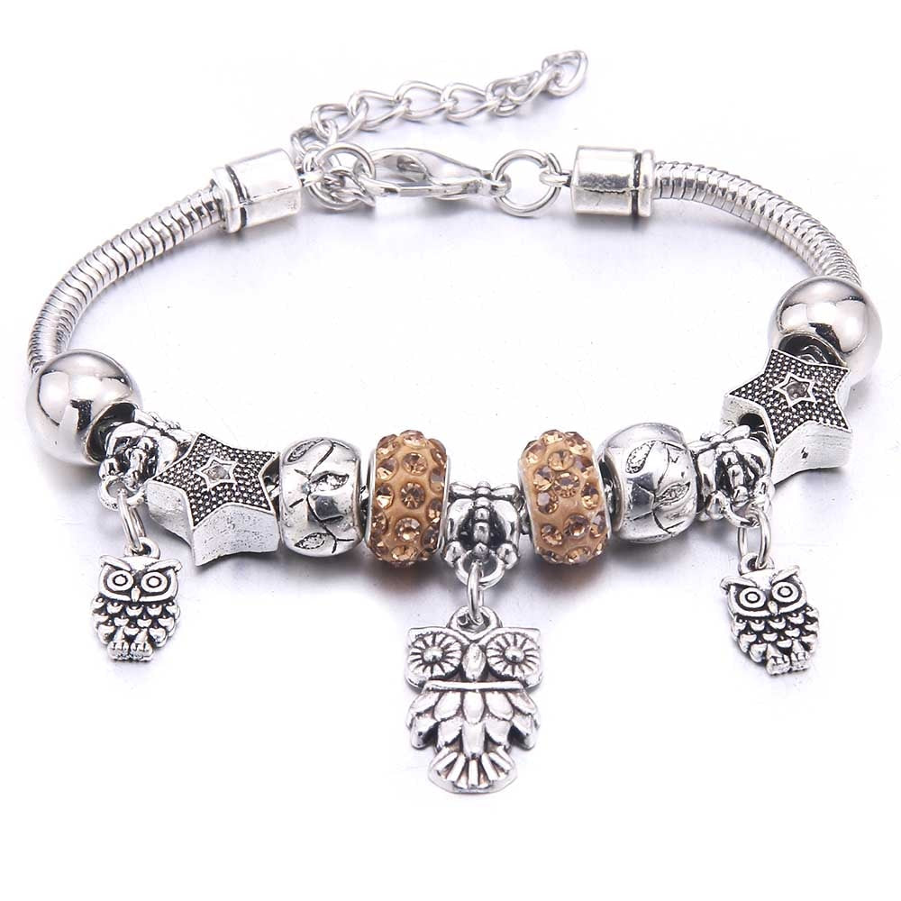 Peris Gems Yellow Owl Dragonfly & Owl Pendants Crystal Charm Bracelets | Beads Bracelet for Women Dragonfly & Owl Pendants Crystal Charm Bracelets SHEIN Amazon Temu