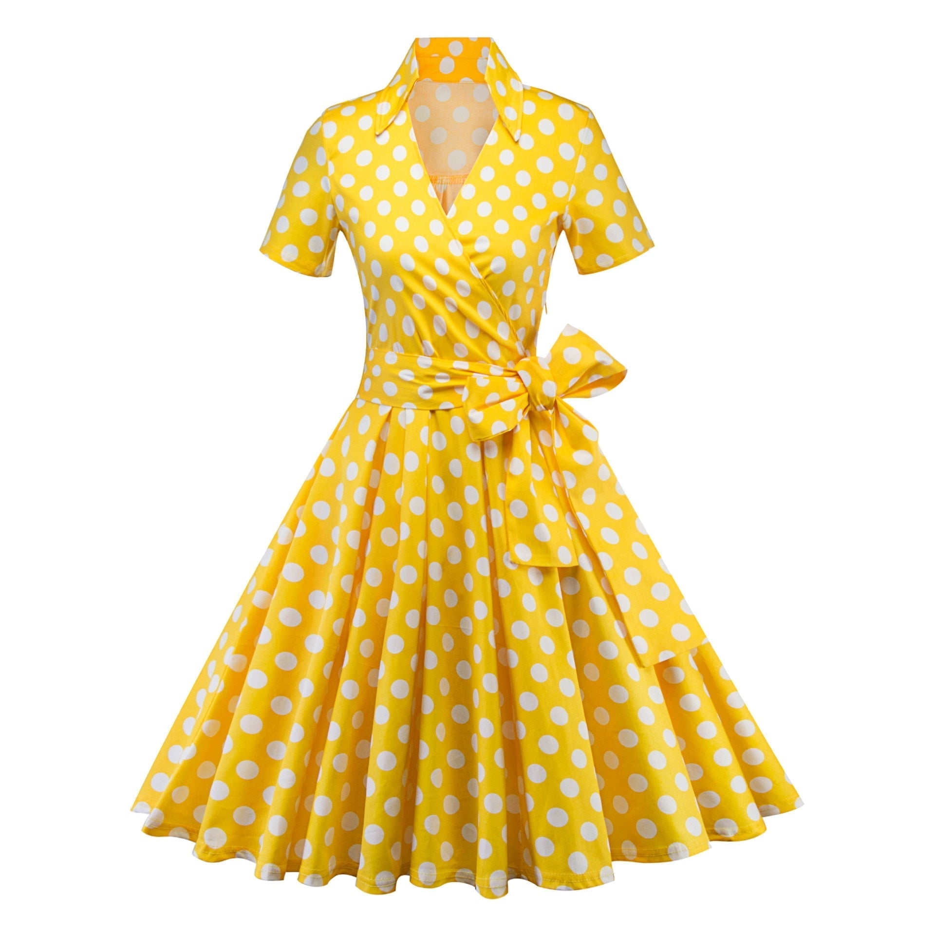 Peris Gems Yellow Polka Dot / S Polka Dot Swing Robe Dresses for Women | Retro Style Dress SHEIN Amazon Temu