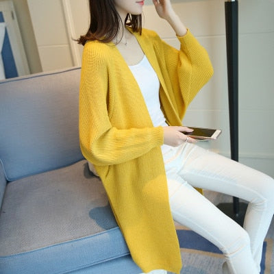 Peris Gems yellow / S Long Knitted Cardigan for Women | Loose Bat Sleeve Cardigan Sweater Long Knitted Cardigan for Women | Loose Bat Sleeve Cardigan SHEIN Amazon Temu