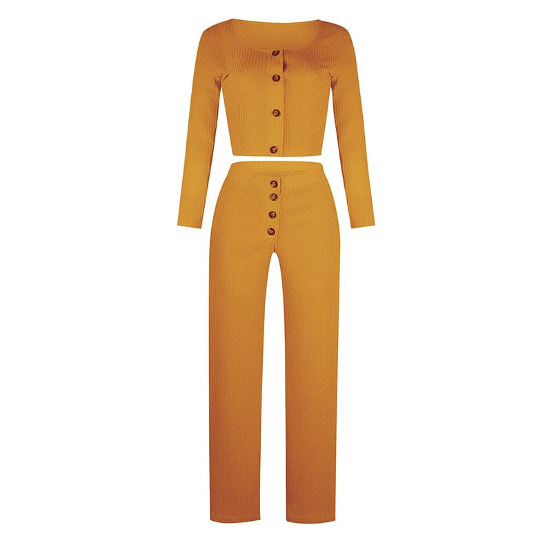 Peris Gems Yellow / S Ribbed 2pc Crop Top and Pants Set for Women | Casual Outfits SHEIN Amazon Temu